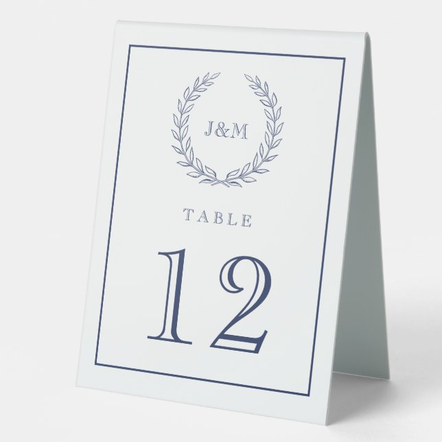Elegant Navy White Simple Monogram Wedding (Front)