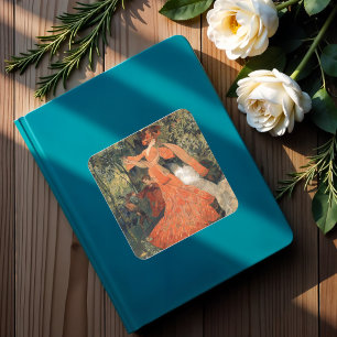 Elegant near a Spring, Vintage Square Sticker