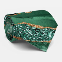Elegant Neck Tie Agate Green Gold Emerald Marble