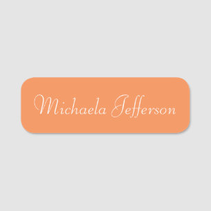 Elegant Nectarine Orange: Handwritten Calligraphy Name Tag