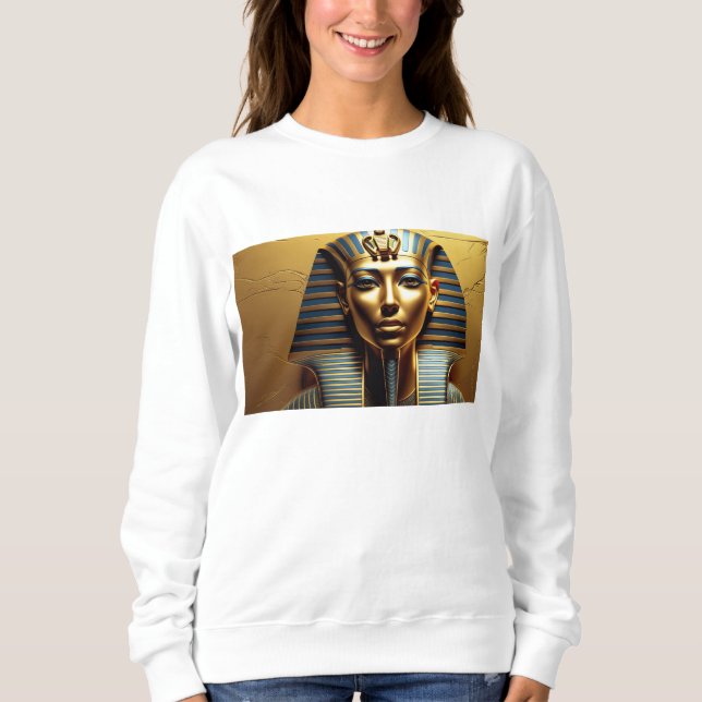  Elegant Nefertiti Pharaoh Line Art – Women's Egyp Sweatshirt (Front)