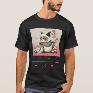 Elegant Neko In Japanese Kimono T-Shirt