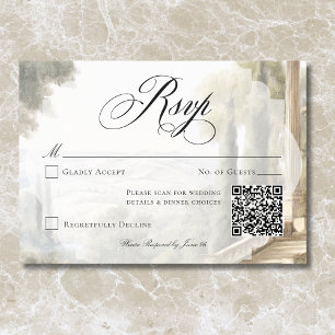Elegant Neoclassical Vintage Scenes Wedding QR RSVP Card