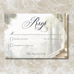 Elegant Neoclassical Vintage Scenes Wedding RSVP Card