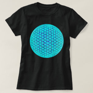 Elegant neon blue teal flower of life T-Shirt