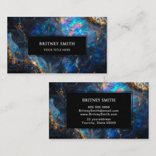 Elegant neon colors gemstone opal iridescent business card