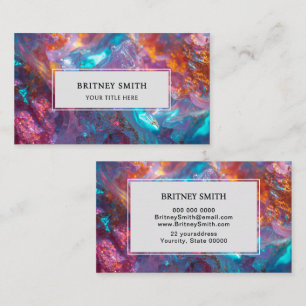 Elegant neon colors gemstone opal iridescent business card