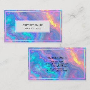 Elegant neon colors gemstone opal iridescent business card
