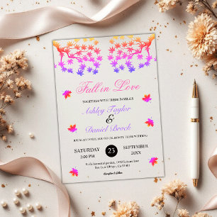 Elegant Neon Colours Glow Leaves Fall Wedding Acrylic Invitations