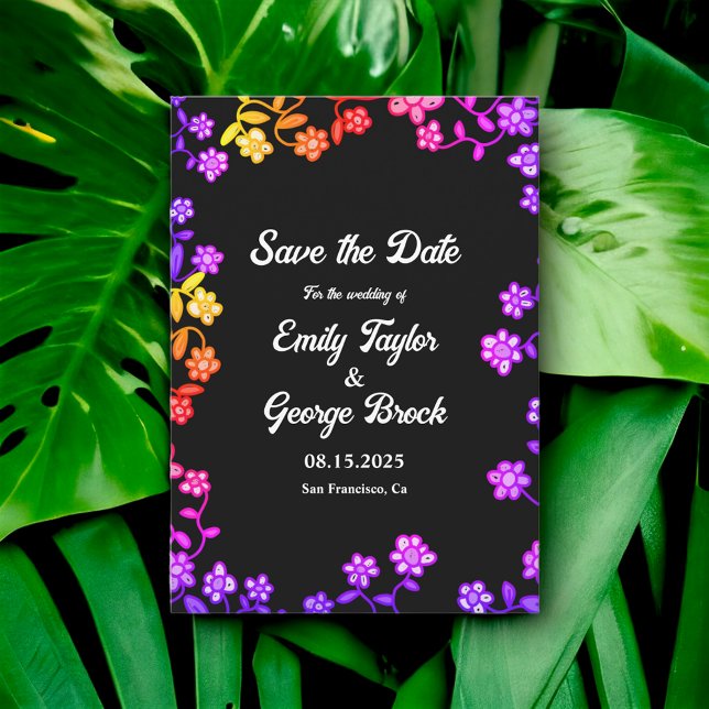 Elegant Neon Colours Roses Modern Floral Wedding Save The Date (Creator Uploaded)