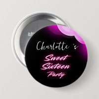 Elegant neon Pink Black retro Sweet 16th Birthday