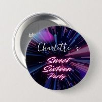 Elegant neon Pink Black retro Sweet 16th Birthday 