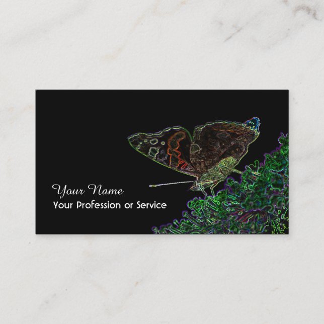 Elegant Neon Pop-Art butterfly flower Business Car Card (Front)