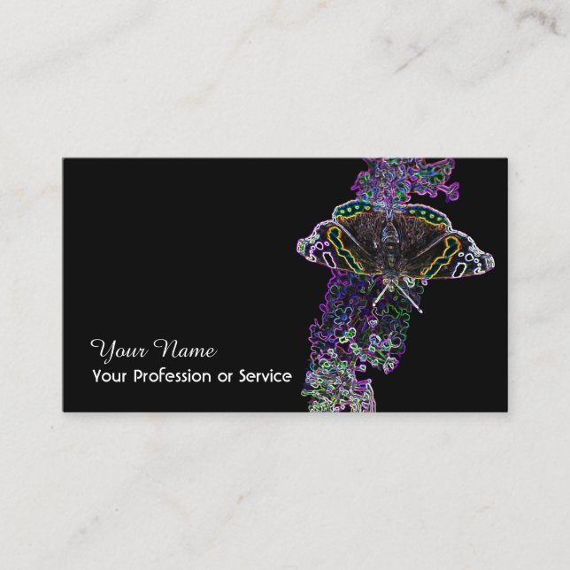 Elegant Neon Pop-Art butterfly flower Business Card (Front)