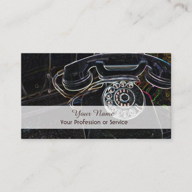 Elegant Neon Pop-Art Retro-telephone Business Card (Front)