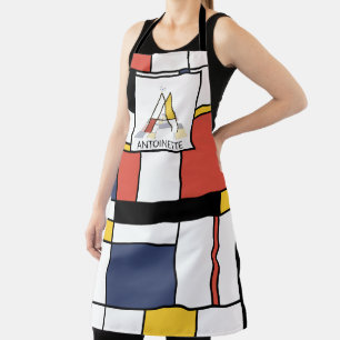Elegant Neoplasticism Style Monogram. Letter A Apron