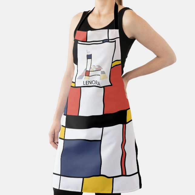 Elegant Neoplasticism Style Monogram. Letter L Apron (Insitu)