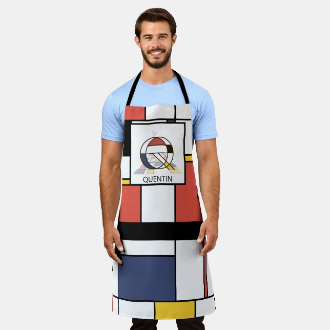 Elegant Neoplasticism Style Monogram. Letter Q Apron (Worn)
