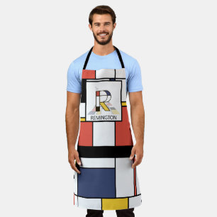Elegant Neoplasticism Style Monogram. Letter R Apron