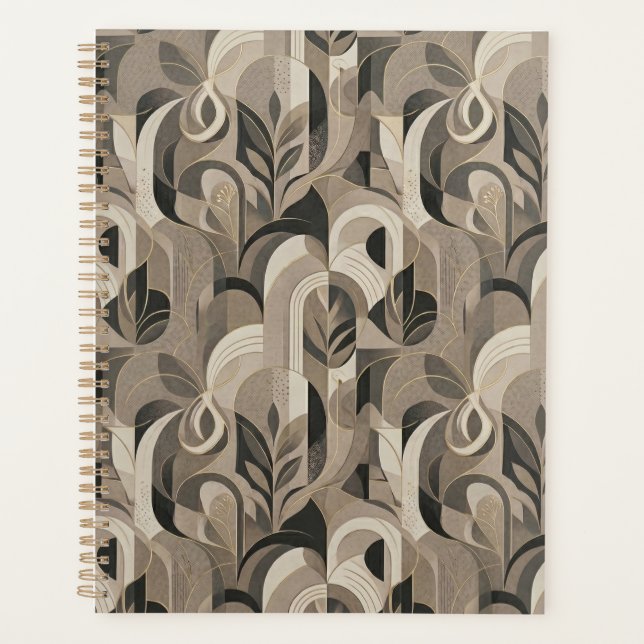Elegant Neutral Abstract Geometric Notebook  Planner (Front)