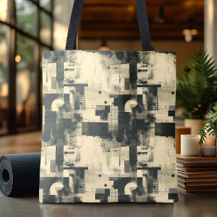 Elegant Neutral Abstract Tote Bag Beige Grey