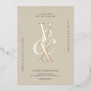 Elegant Neutral and Rose Gold Typography Wedding