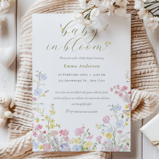 Elegant Neutral Baby in Bloom Baby Shower Invitation