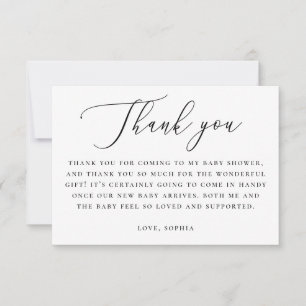 Elegant Neutral Baby Shower   Minimalist Script Thank You Card