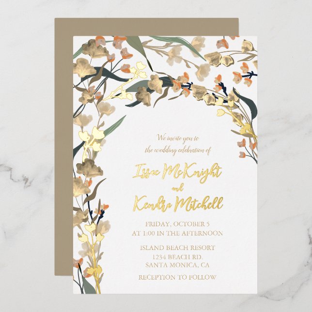 Elegant Neutral Beige Boho Botanical Wedding (Front/Back)