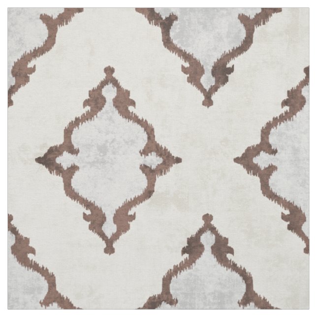 elegant neutral beige damask ikat tribal patterns fabric (Swatch)