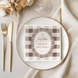 Elegant Neutral Beige Lace Baby Shower Napkin