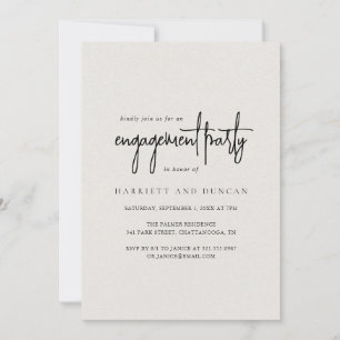 Elegant Neutral Beige Simple Engagement Party Invitation