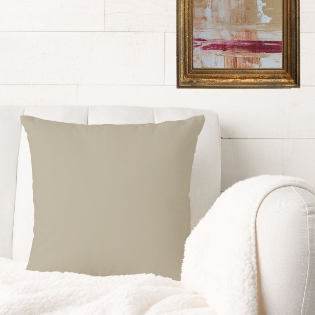 Elegant Neutral Beige Solid Colour Plain Cushion (This taupe beige throw pillow adds classic elegance to your space, whether traditional or modern.)