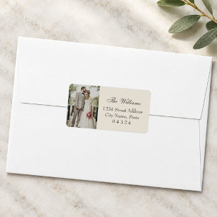 Elegant Neutral Beige Wedding Photo Address Label