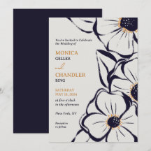 Elegant Neutral Big Blooms Wedding Invitation