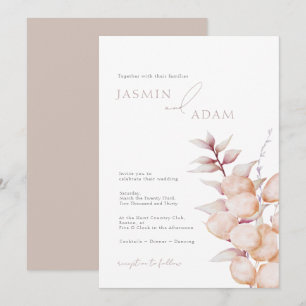 Elegant Neutral Botanical Wedding Invitation