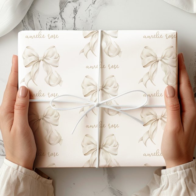 Elegant Neutral Bow Wrapping Paper (Creator Uploaded)