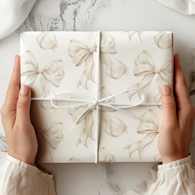 Elegant Neutral Bow Wrapping Paper (Creator Uploaded)
