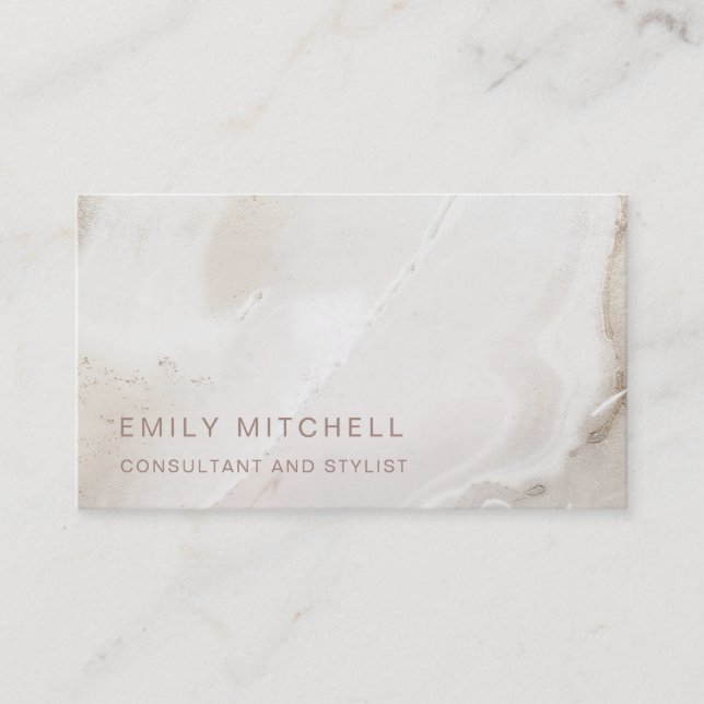 Elegant Neutral Champagne Marble Business Card (Front)