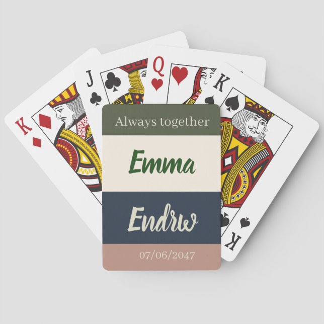Elegant Neutral Colour Wedding /Personalised Coupl Playing Cards (Back)