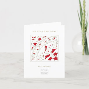 Elegant Neutral Corporate Seasons Greetings  Holiday Card