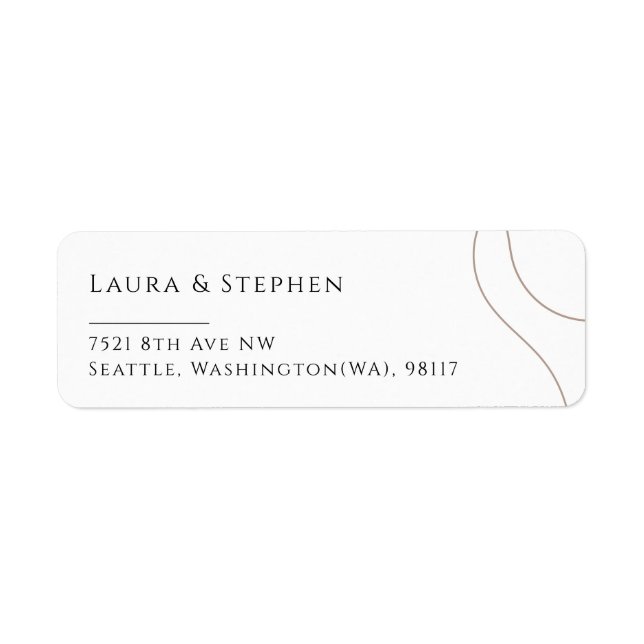 Elegant Neutral Couple Wedding Return Address (Front)