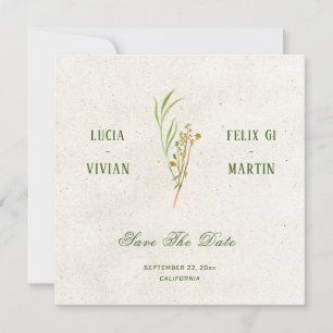 Elegant Neutral Cream Green Rustic Save The Date Invitation
