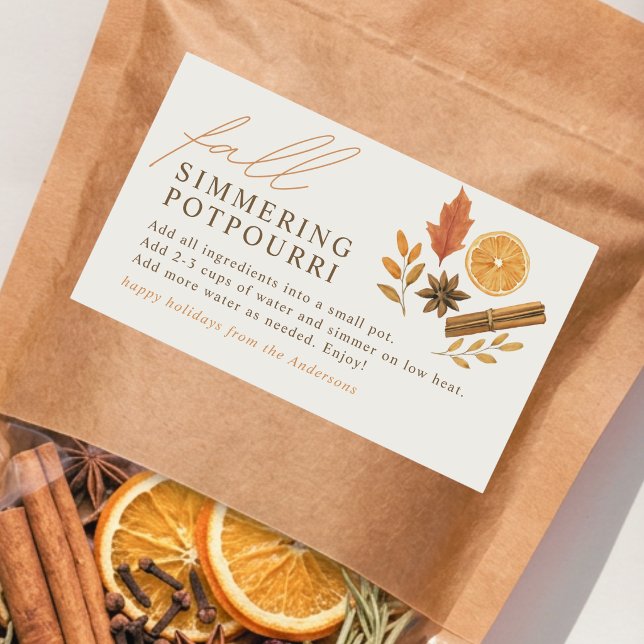 Elegant Neutral Fall Simmering Potpourri Gift Rectangular Sticker (Creator Uploaded)