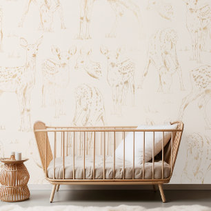 Elegant Neutral Fawn Sketch Wallpaper