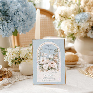 Elegant Neutral Floral Arch  Wedding Invitation