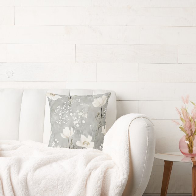 Elegant Neutral Floral Design Cushion (Couch)