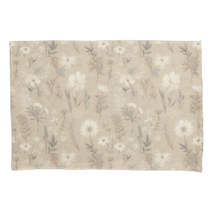 Elegant Neutral Floral Duvet and Pillows Pillowcase