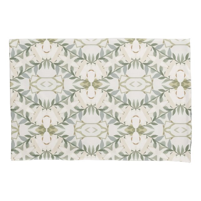 Elegant Neutral Floral Pattern Pillowcase (Front)