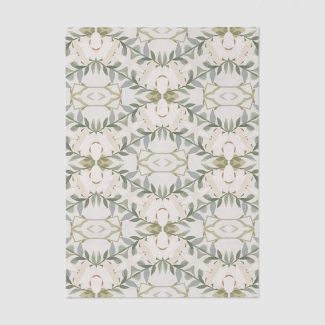 Elegant Neutral Floral Pattern Tissue Paper (Front)
